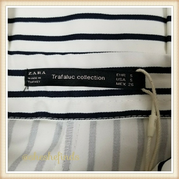 ZARA Shorts, Trafaluc Collection - BLACK & WHITE STRIPED PAPERBAG - SZ - S (NWT) - Picture 6 of 8